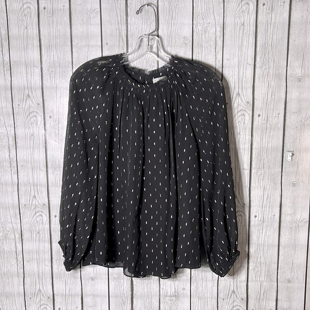 JOIE silk blend Black Printed Long Sleeve blouse size Medium